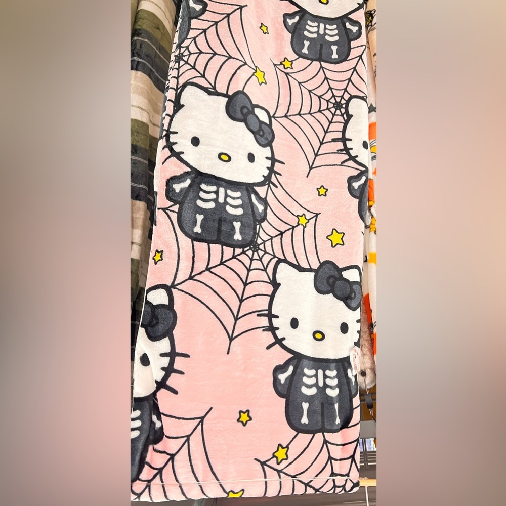 Hello Kitty Pink and Black Plush Throw